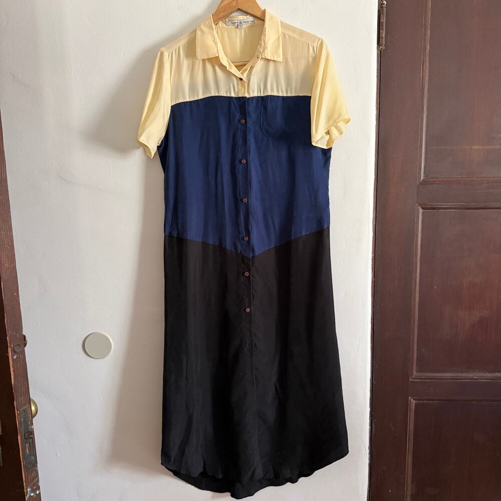 TREASURE by SAMANTHA PLEET | Triform Vegan Silk Short Sleeve Shirtdress Large